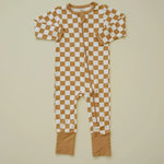 Little Joy Co. Golden Coast Check Bamboo Zipper Romper For Babies - Everetts Place Boutique - 
