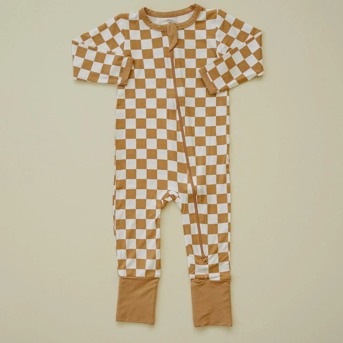 Little Joy Co. Golden Coast Check Bamboo Zipper Romper For Babies - Everetts Place Boutique - 