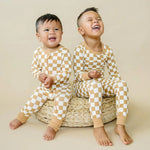 Little Joy Co. Golden Coast Check Bamboo Zipper Romper For Babies - Everetts Place Boutique - 