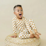 Little Joy Co. Golden Coast Check Two Piece Bamboo Pajamas For Women - Everetts Place Boutique - 