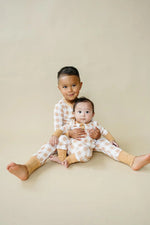 Little Joy Co. Golden Gingham 2pc Bamboo Pajamas Henley for Kids Sleepwear - Everetts Place Boutique - 