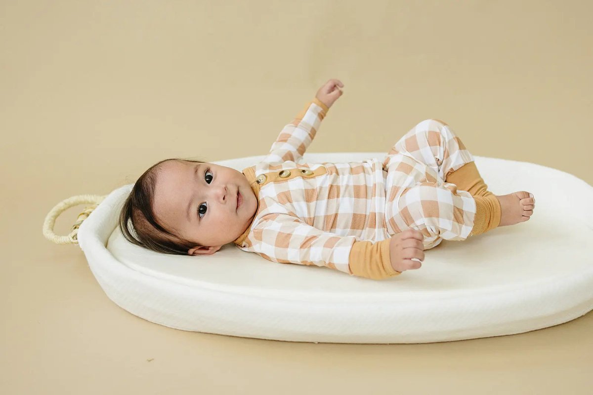 Little Joy Co. Golden Gingham 2pc Bamboo Pajamas Henley for Kids Sleepwear - Everetts Place Boutique - 