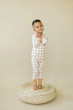 Little Joy Co. Golden Gingham 2pc Bamboo Pajamas Henley for Kids Sleepwear - Everetts Place Boutique - 