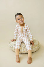 Little Joy Co. Golden Gingham 2pc Bamboo Pajamas Henley for Kids Sleepwear - Everetts Place Boutique - 