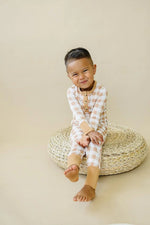 Little Joy Co. Golden Gingham 2pc Henley Bamboo Pajamas - Fall & Halloween Soft Baby PJs - 