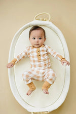 Little Joy Co. Golden Gingham 2pc Henley Bamboo Pajamas - Fall & Halloween Soft Baby PJs - 
