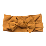 Three Little Tots Golden Harvest Knotted Newborn Headband Bow - 