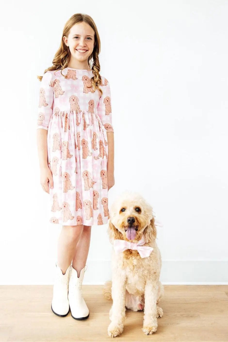 Mila & Rose ® Goldendoodle 3/4 Sleeve Pocket Twirl Dress - 