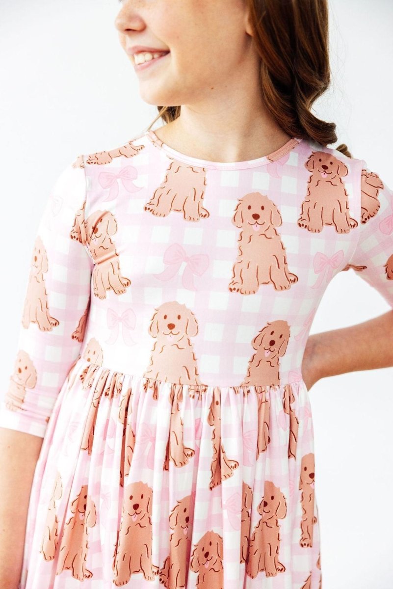 Mila & Rose ® Goldendoodle Three Quarter Sleeve Twirl Pocket Dress Girls - 