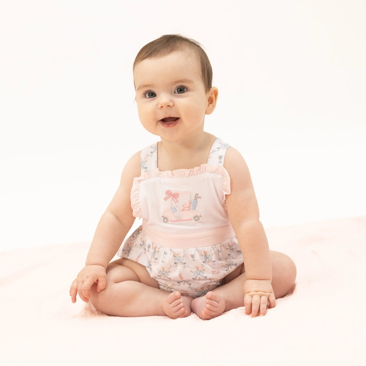 Golf Trellis Pink - Ruffle Bubble - Baby & Toddler Clothing, Dress, Pink, Child, One-piece garment | Everetts Place
