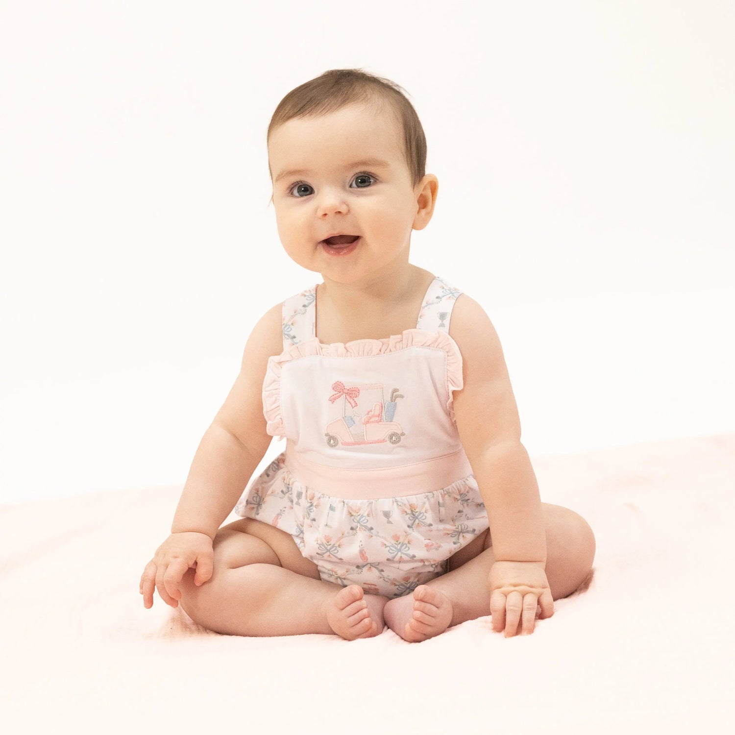 Golf Trellis Pink - Ruffle Bubble - Baby & Toddler Clothing, Dress, Pink, Child, One-piece garment | Everetts Place