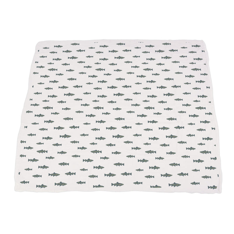 Gone Fishing and Hunter's Camo Newcastle Blanket for Kids 100 Percent Natural Bamboo Muslin 47 Inch by 47 Inch Soft Cozy and Breathable Newcastle Classics