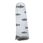 Newcastle Classics Gone Fishing Bamboo Muslin Swaddle Blanket Soft and Breathable for Babies - 