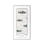 Newcastle Classics Gone Fishing Bamboo Muslin Swaddle Blanket Soft and Breathable for Babies - 