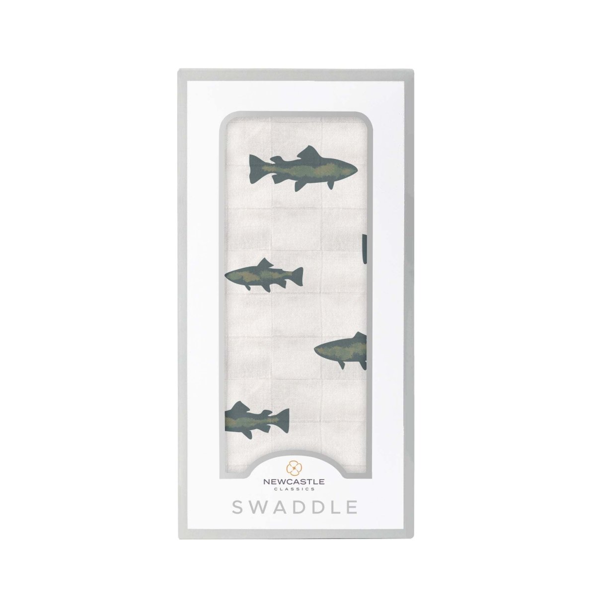 Newcastle Classics Gone Fishing Bamboo Muslin Swaddle Blanket Soft and Breathable for Babies - 