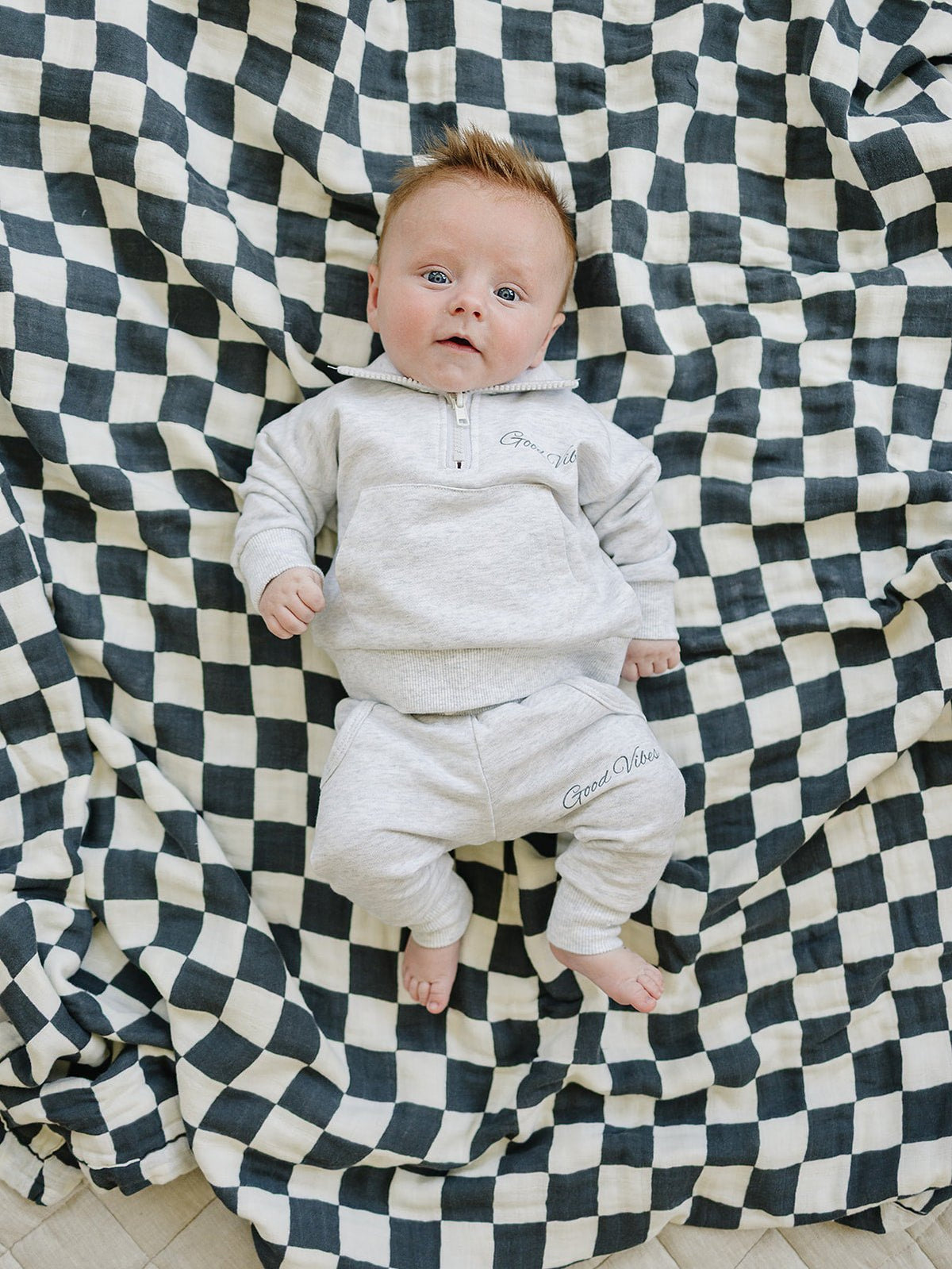 Mebie Baby Good Vibes Quarter Zip French Terry Set For Babies And Toddlers Mebie Baby - 