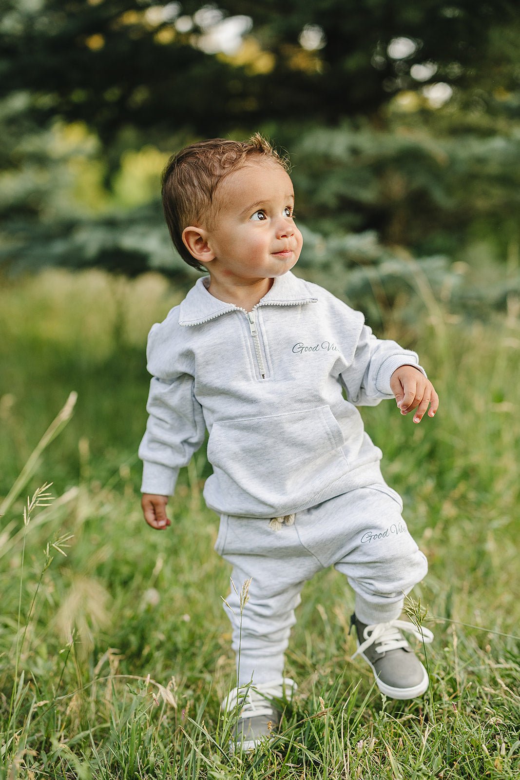 Mebie Baby Good Vibes Quarter Zip French Terry Set For Babies And Toddlers Mebie Baby - 