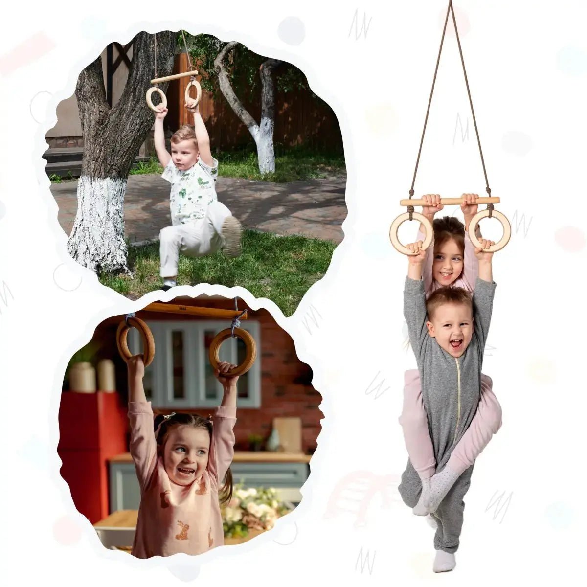 Goodevas Goodevas Trapeze Swing Bar With Rings For Kids Active Play And Physical Development - Everetts Place Boutique - 