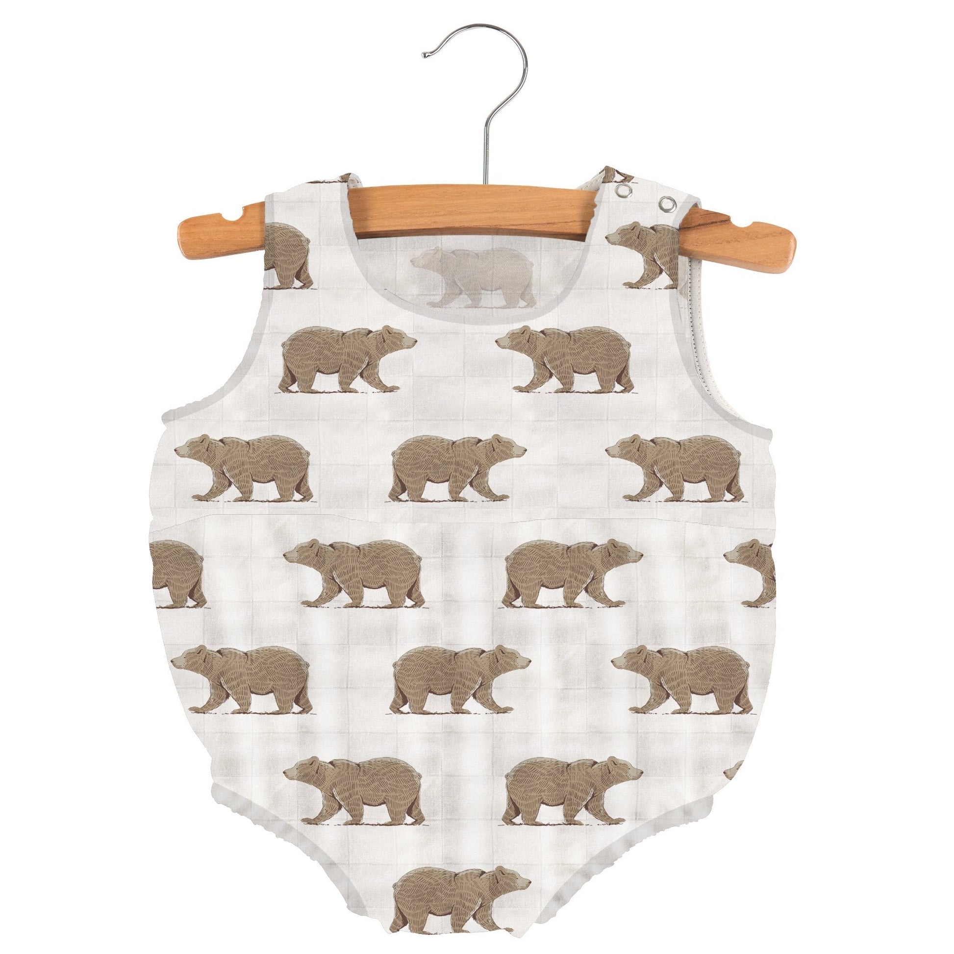 Goodnight Bear Bamboo Newcastle Mini Bubble Soft Natural Muslin One Piece Newcastle Classics