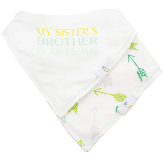 Brother and Arrows 2 Pack Muslin and Terry Cloth Bib Set for Babies Goosewaddle® | Newborn Baby Blankets Toys Teethers Bibs & More