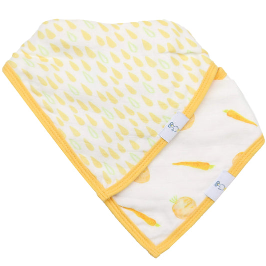 Carrots and Shapes Orange 2 Pack Muslin and Terry Cloth Bib Set Goosewaddle® | Newborn Baby Blankets Toys Teethers Bibs & More