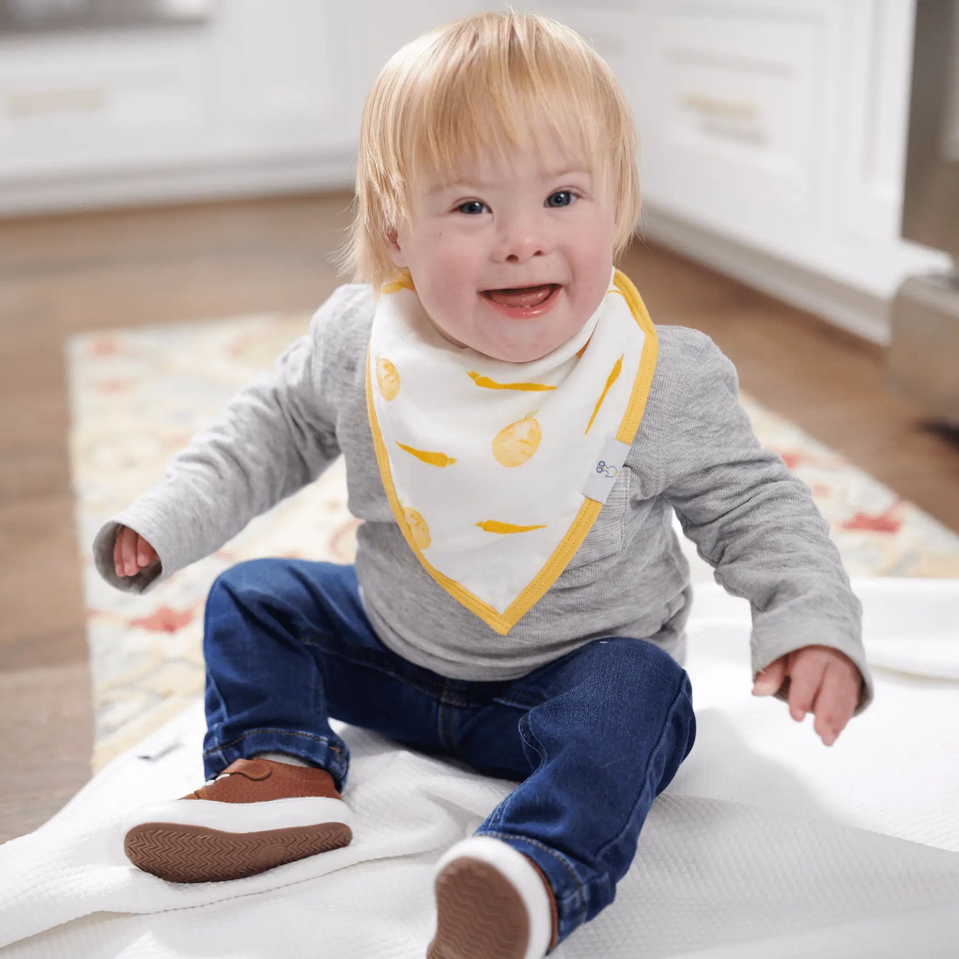 Carrots and Shapes Orange 2 Pack Muslin and Terry Cloth Bib Set Goosewaddle® | Newborn Baby Blankets Toys Teethers Bibs & More