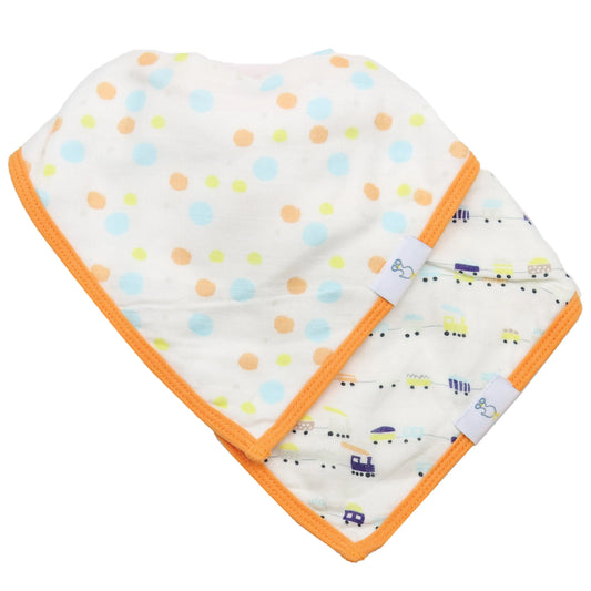 Circles and Trains 2 Pack Muslin and Terry Cloth Bib Set for Babies Goosewaddle® | Newborn Baby Blankets Toys Teethers Bibs & More