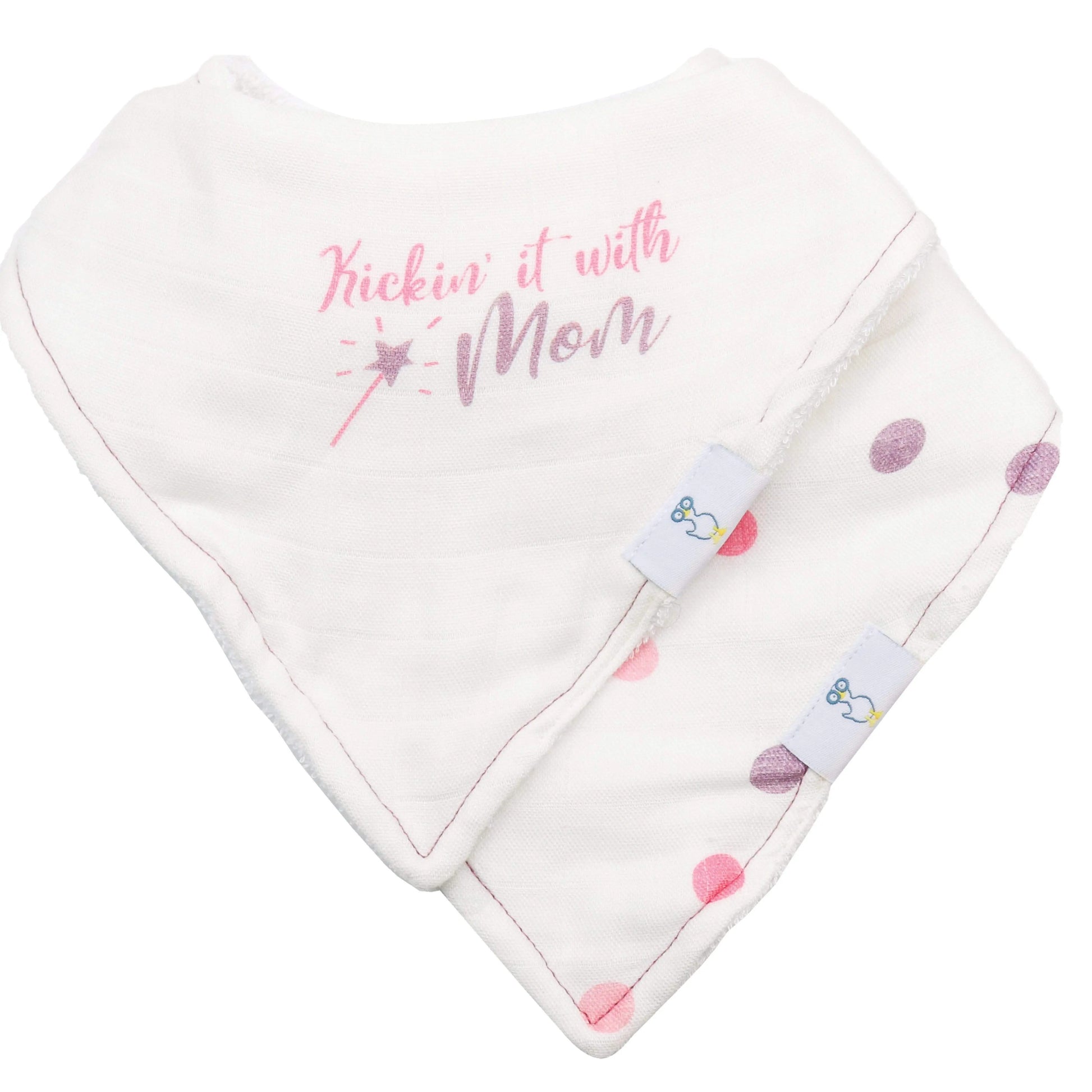 Mom And Dots 2 Pack Muslin And Terry Cloth Bib Set For Babies Goosewaddle® | Newborn Baby Blankets Toys Teethers Bibs & More