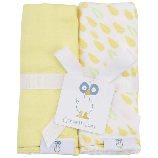 Carrots and Shapes Orange 2 Pack Muslin and Terry Cloth Burp Cloths Goosewaddle® | Newborn Baby Blankets Toys Teethers Bibs & More