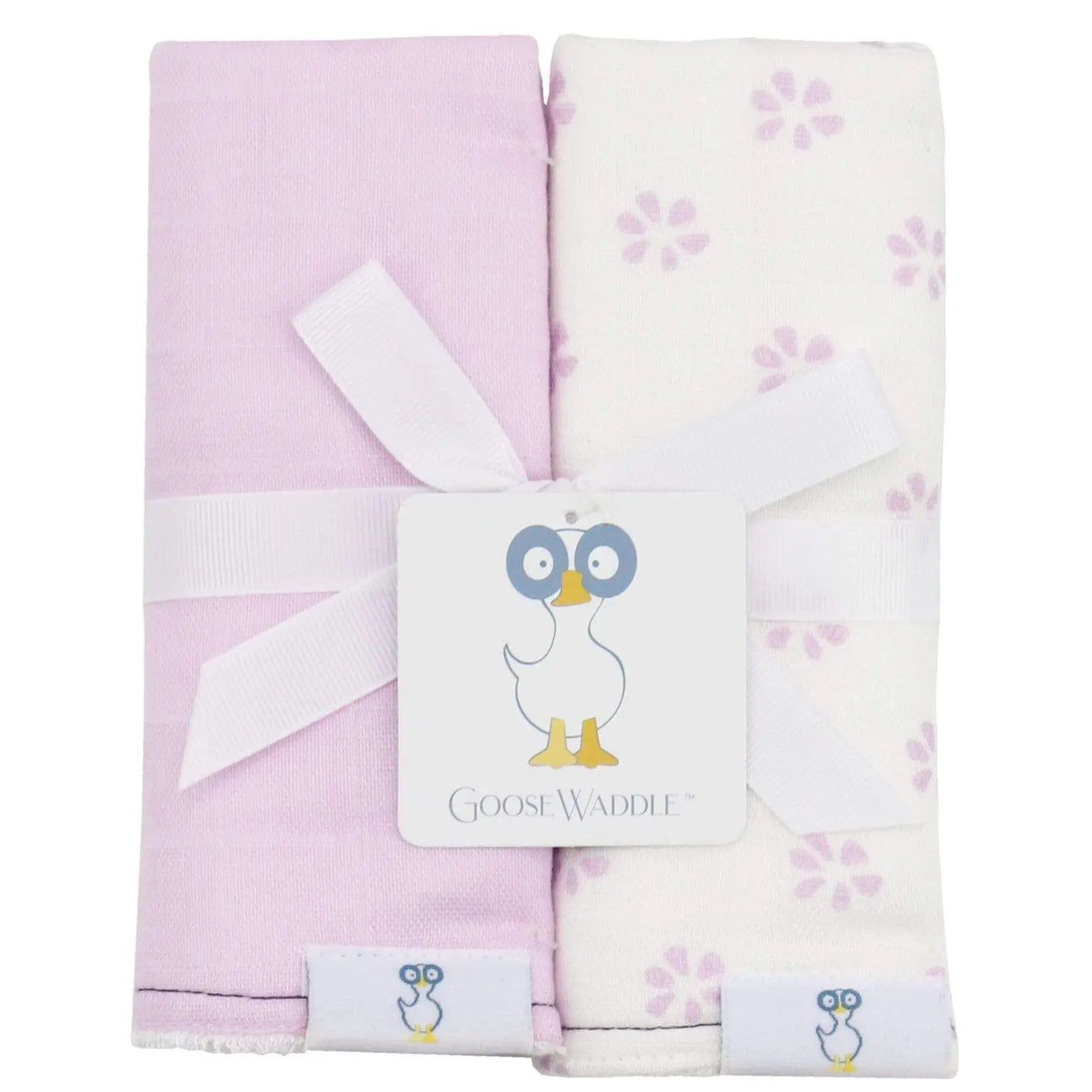 Flowers and Purple 2 Pack Muslin and Terry Cloth Burp Cloths Goosewaddle® | Newborn Baby Blankets Toys Teethers Bibs & More
