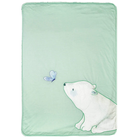 Basil Bear Mint Applique Baby Blanket Soft Polyester Velboa Back Goosewaddle® | Newborn Baby Blankets Toys Teethers Bibs & More