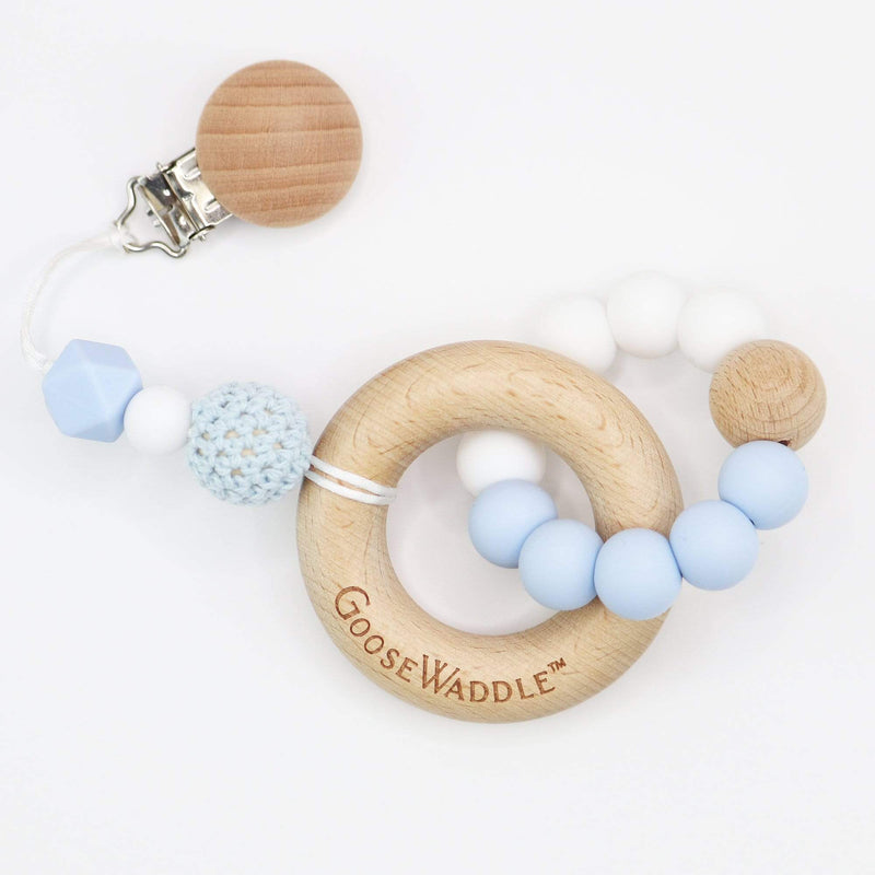 Bear Blue Gift Set Goosewaddle® | Newborn Baby Blankets Toys Teethers Bibs & More