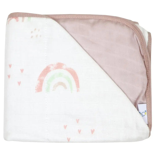 Rainbow And Mauve Oversized Bamboo Muslin Quilted Blanket Goosewaddle® | Newborn Baby Blankets Toys Teethers Bibs & More