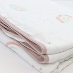 Goosewaddle® | Newborn Baby Blankets Toys Teethers Bibs & More Rainbow and Mauve Oversized Bamboo Muslin Quilted Blanket - Bamboo Muslin Quilted Blanket