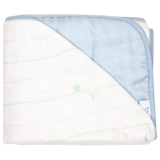 Mountain and Blue Oversized Bamboo Muslin Quilted Blanket for Babies Goosewaddle® | Newborn Baby Blankets Toys Teethers Bibs & More