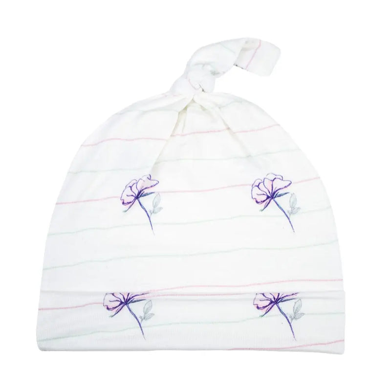 Flowers with Stripes Knotted Baby Beanie Goosewaddle® | Newborn Baby Blankets Toys Teethers Bibs & More