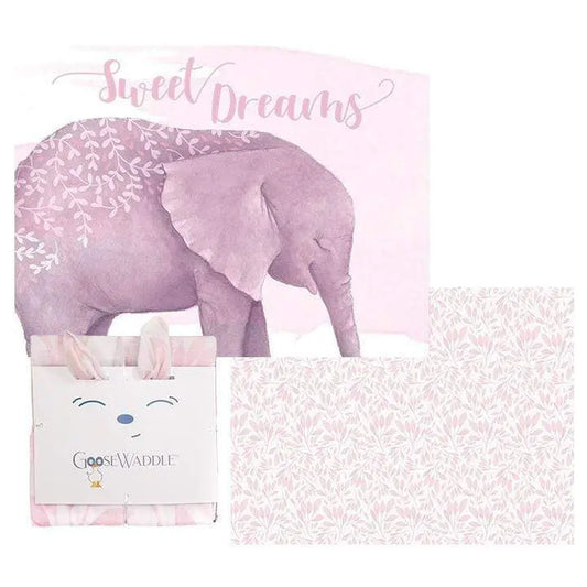 Poppy Elephant Leaves Pink Newborn Receiving Blanket 2 Pack Goosewaddle® | Newborn Baby Blankets Toys Teethers Bibs & More