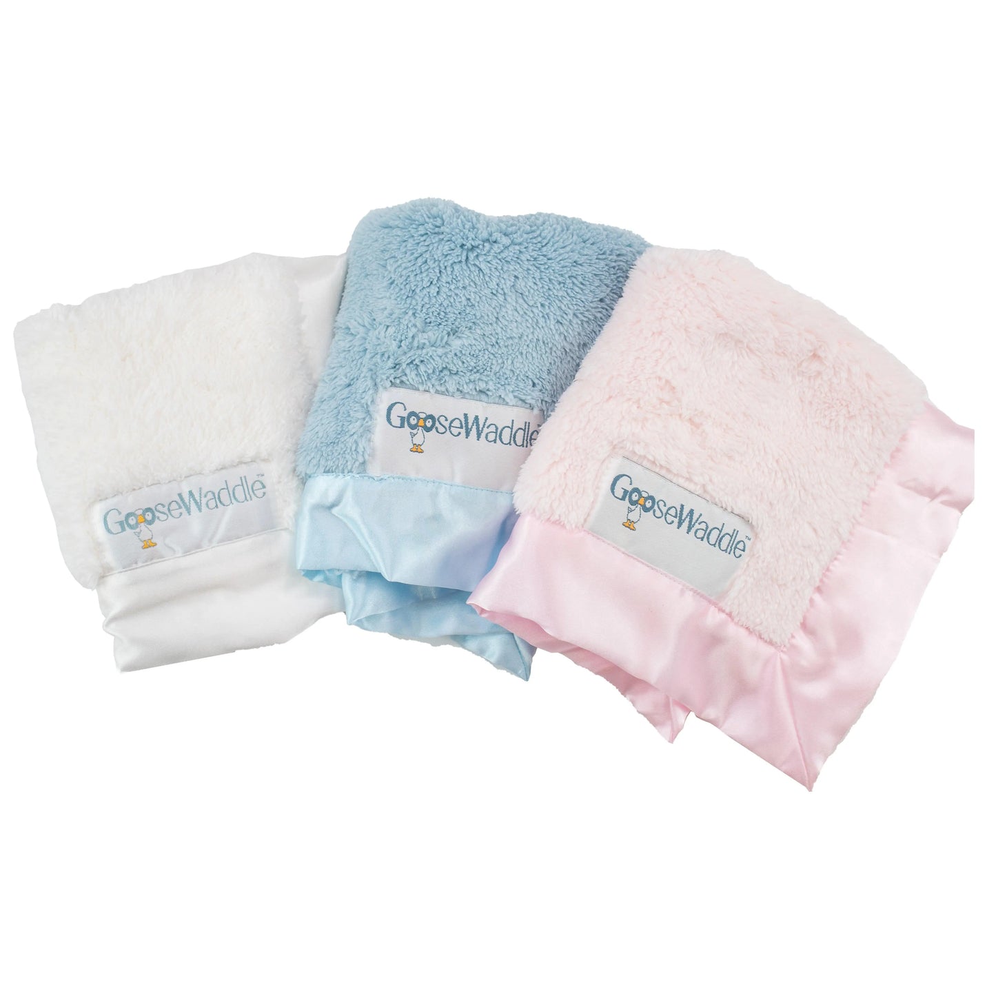 Luxury Baby Blankie Soft Fluffy Square White Classic Pastels Goosewaddle® | Newborn Baby Blankets Toys Teethers Bibs & More