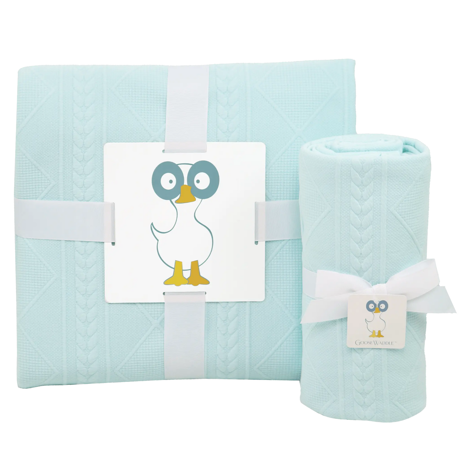 Goosewaddle® | Newborn Baby Blankets Toys Teethers Bibs & More Cozy Mint Knit Blanket Set for Moms and Kids Perfect for Fall Snuggles - Baby & Toddler > Baby Gift Sets Blanket