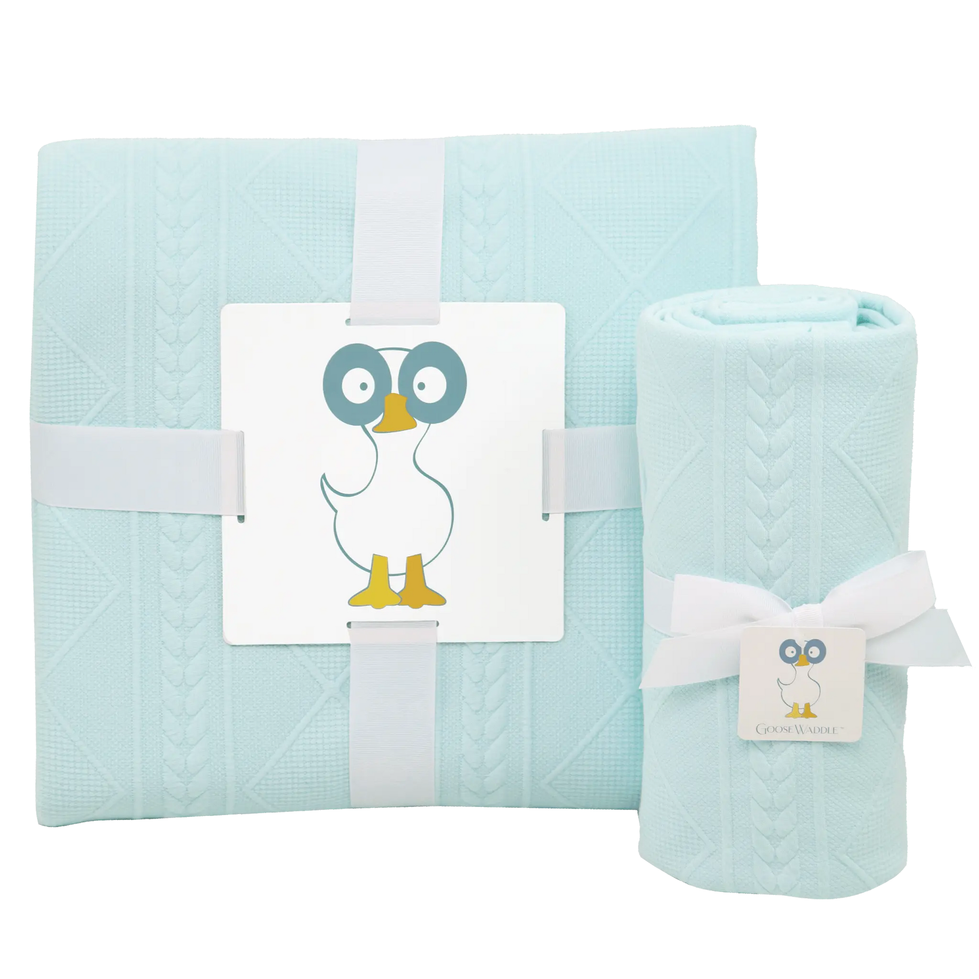 Mommy And Me Knit Blanket Set Mint Cozy Soft Fall Snuggle 50x60 30x40 Goosewaddle® | Newborn Baby Blankets Toys Teethers Bibs & More