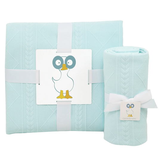 Mommy And Me Knit Blanket Set Mint Cozy Soft Fall Snuggle 50x60 30x40 Goosewaddle® | Newborn Baby Blankets Toys Teethers Bibs & More