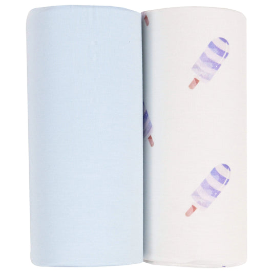 Blue Popsicle and Blue 2 Pack Swaddle Blanket for Infants and Toddlers.