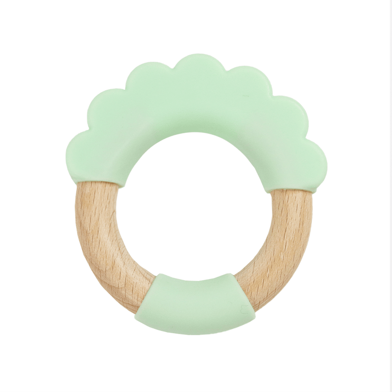 Mint Lion Circle Lion Head Teether Silicone + Wood Teether Goosewaddle® | Newborn Baby Blankets Toys Teethers Bibs & More