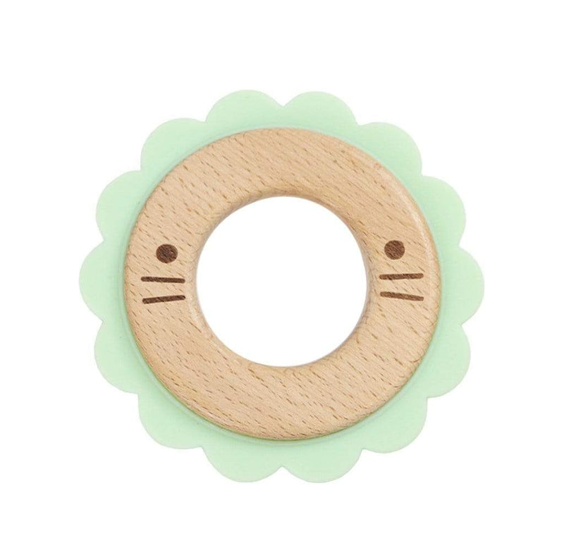Lion Mint  Animal Teether Wooden + Silicone Goosewaddle® | Newborn Baby Blankets Toys Teethers Bibs & More