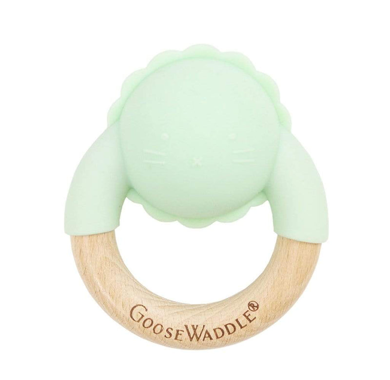 Rattle Teether Wooden + Silicone (4 Colors) Goosewaddle® | Newborn Baby Blankets Toys Teethers Bibs & More