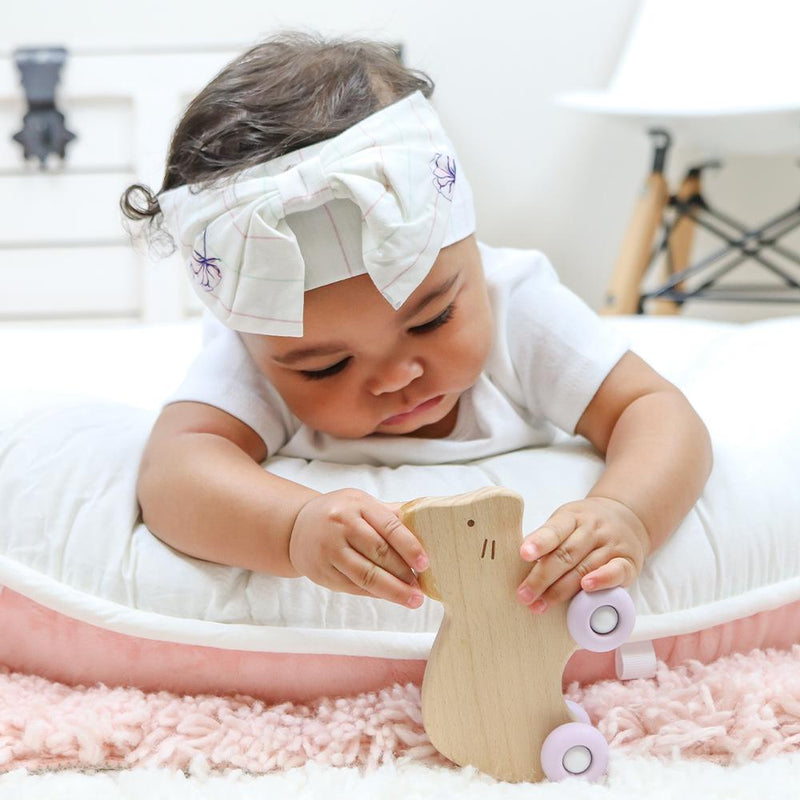 Silicone + Wood Teether with Wheels (3 Colors) Goosewaddle® | Newborn Baby Blankets Toys Teethers Bibs & More