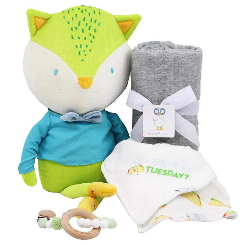 Tripp the Fox Gift Set Goosewaddle® | Newborn Baby Blankets Toys Teethers Bibs & More