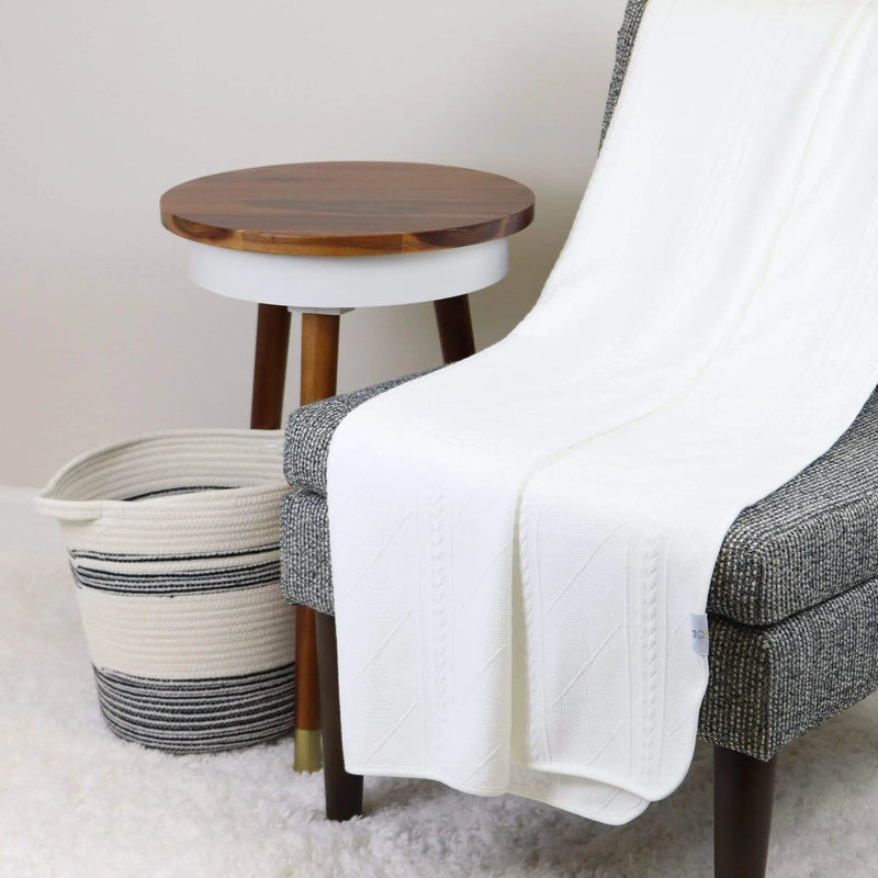 White 50" x 60" Full Size Knit Throw Goosewaddle® | Newborn Baby Blankets Toys Teethers Bibs & More