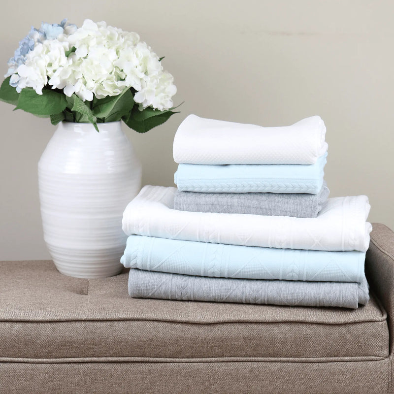 White 50" x 60" Full Size Knit Throw Goosewaddle® | Newborn Baby Blankets Toys Teethers Bibs & More