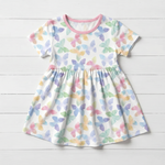 Short sleeve bamboo girls dress in the Grace Wings print